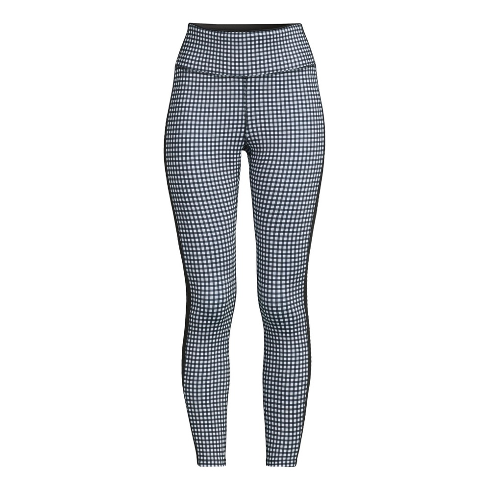 Avia Women's Cropped Black Soot Gingham High Rise Court Leggings